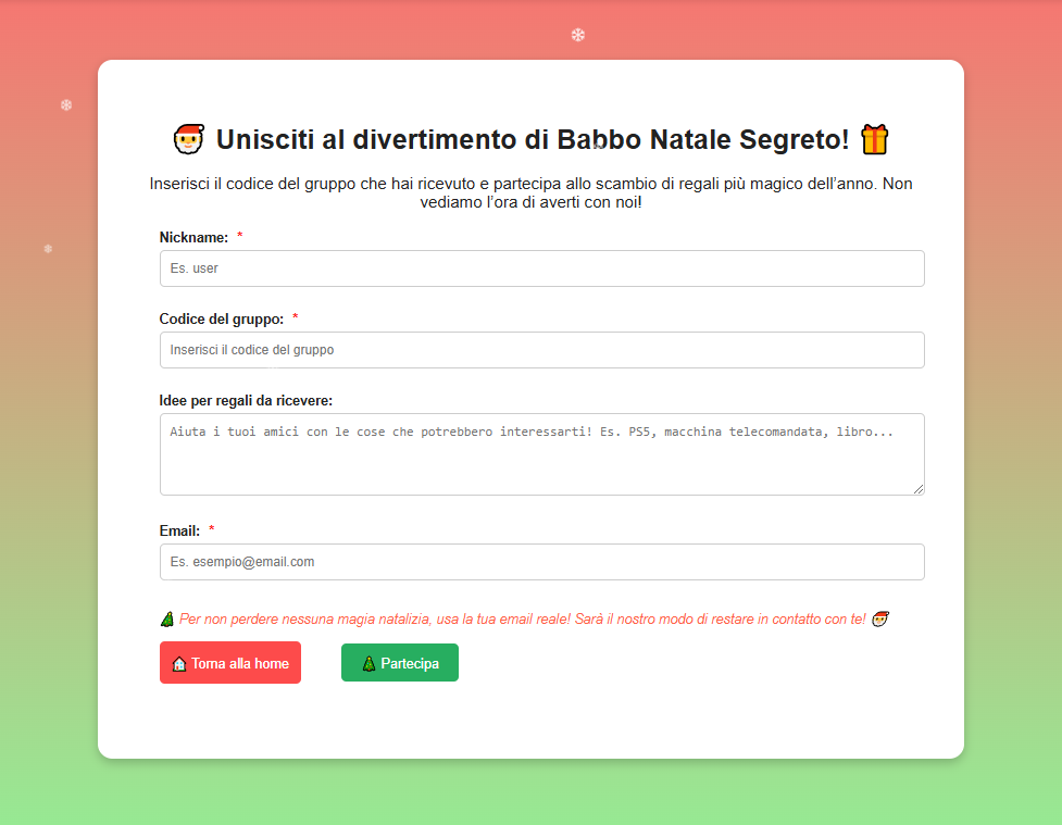 Partecipa a uno Scambio di Regali Segreto - Sito Web Portfolio