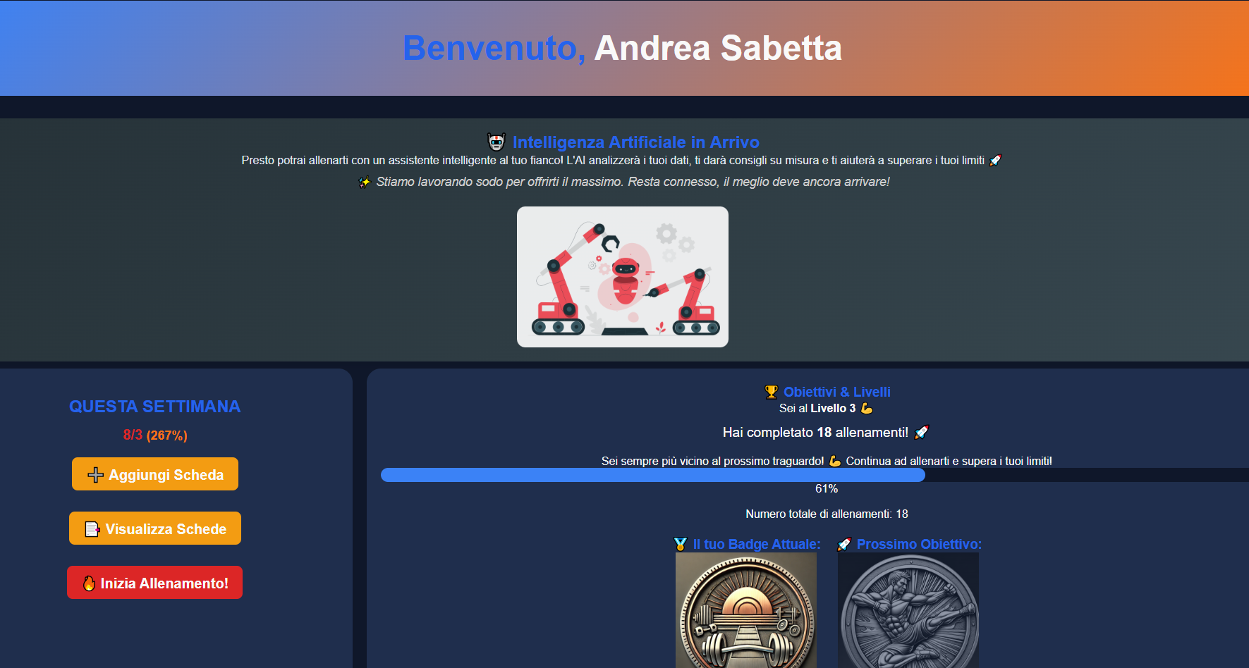 Sezione Progressi - Sito Web Portfolio