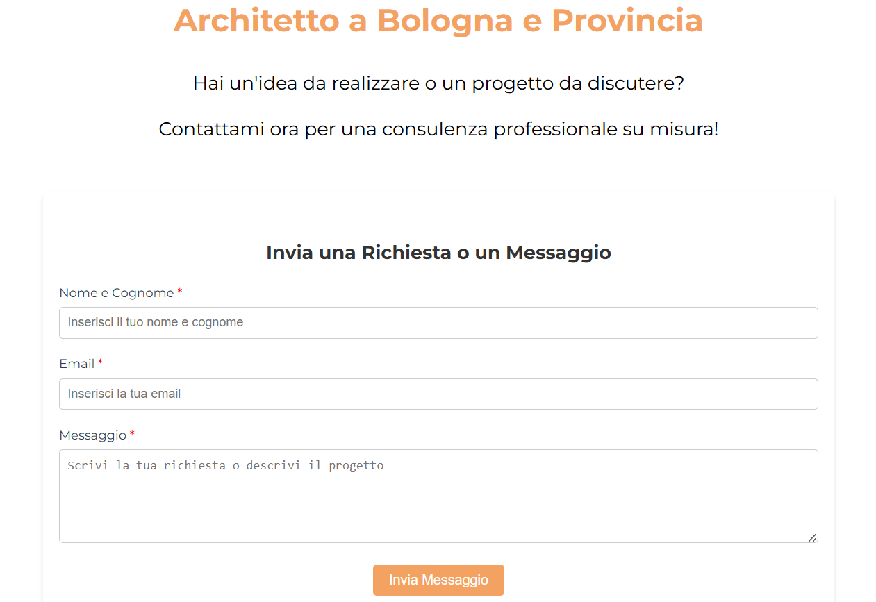 Contatti Studio Architetto Vittorio Mercuri - Richiedi Consulenza - Sito Web Portfolio