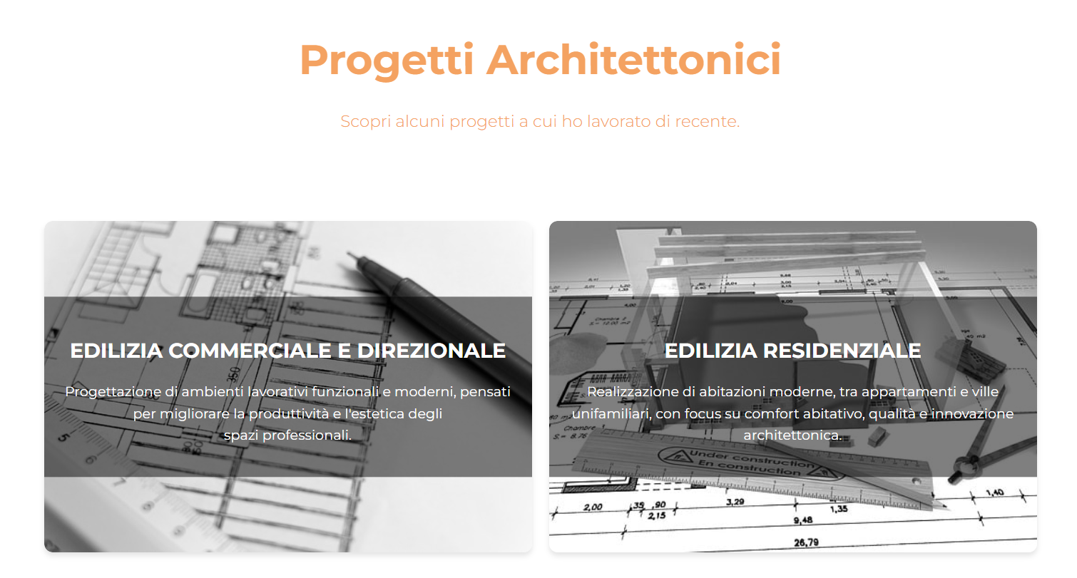 Pagina Progetti Architettonici - Sito Web Portfolio